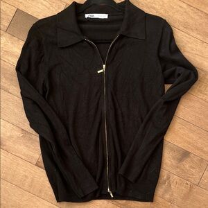 Zara Black Zip-Up Sweater